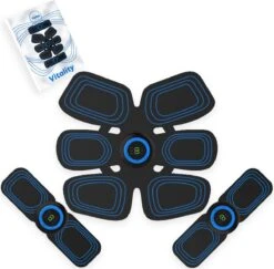 Vitality EMS Trainer Digital Display En NL Handleiding - Vernieuwd 2022 Model - USB Snel Oplaadbare Lithium Accu - Buikspier Trainer Elektrisch Thuis Sporten - Nu Met Gratis EBook - Cadeau Tip