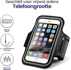 Merkloos Telefoon Armband – Hardloop Armband – Hardloop Telefoonhouder – Sportarmband – Smartphone Armband – Waterafstotend – Inclusief Pasjes- En Sleutelvakje – Verstelbaar Ontwerp