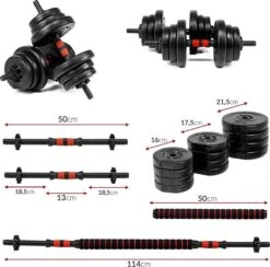 SOUTHWALL Dumbbells Set Verstelbaar Met Halterstang Tot 30kg – Verstelbare Halterset – Fitness Stang – Fitness Gewichten Set – Professionele 2-in-1 Dumbbellset – Gebruiksvriendelijk – Multifunctioneel – Dumbell Set 30 Kg – Rood/Zwart -Merkloos Winkel 1200x1185 14