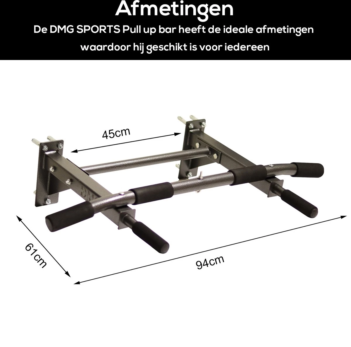 Merkloos DMG Sports® Pull Up Bar | Optrekstang | Pull Up Station | Wandmontage | Voor Aan De Muur | Met Extra Bevestigingspunt | Tot 200 KG 5 Merkloos DMG Sports® Pull Up Bar | Optrekstang | Pull Up Station | Wandmontage | Voor Aan De Muur | Met Extra Bevestigingspunt | Tot 200 KG - Afbeelding 3