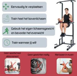 Pull Up Station - Train Diverse Spiergroepen Thuis Met Een Krachtstation - Power Tower - Pull Up Rack - Pull Up Bar - Zwart -Merkloos Winkel 1200x1185 36