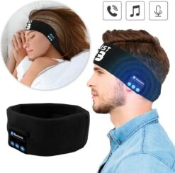 JUST23 Zweetband Hoofd & Slaapmasker Bluetooth - Slaap Koptelefoon - Sport Hoofdband Met Oogmasker Slaap