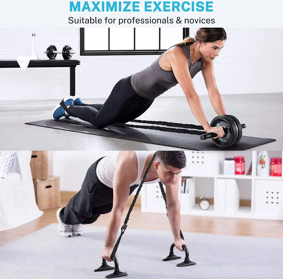 Merkloos Ab Roller Wheel Kit: 7 In 1 - Fitness - Workout - Springtouw - Opdruksteunen - Kniemat - Weerstandsbanden - Unieke Aanbieding 9 Merkloos Ab Roller Wheel Kit: 7 In 1 - Fitness - Workout - Springtouw - Opdruksteunen - Kniemat - Weerstandsbanden - Unieke Aanbieding - Afbeelding 7