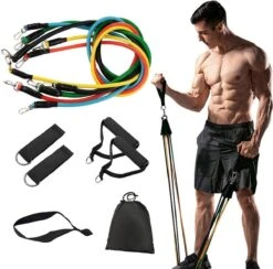 Weerstandsbanden Set - Fitness Elastiek - Resistance Band - Workout Set Met Handvat - Full Body Workout