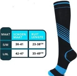 Compressiekousen Voor Hardlopen En Reizen Zwart Blauw "Laser" Mannen En Vrouwen Maat L-XL (41-44) -Merkloos Winkel 1200x1188 50