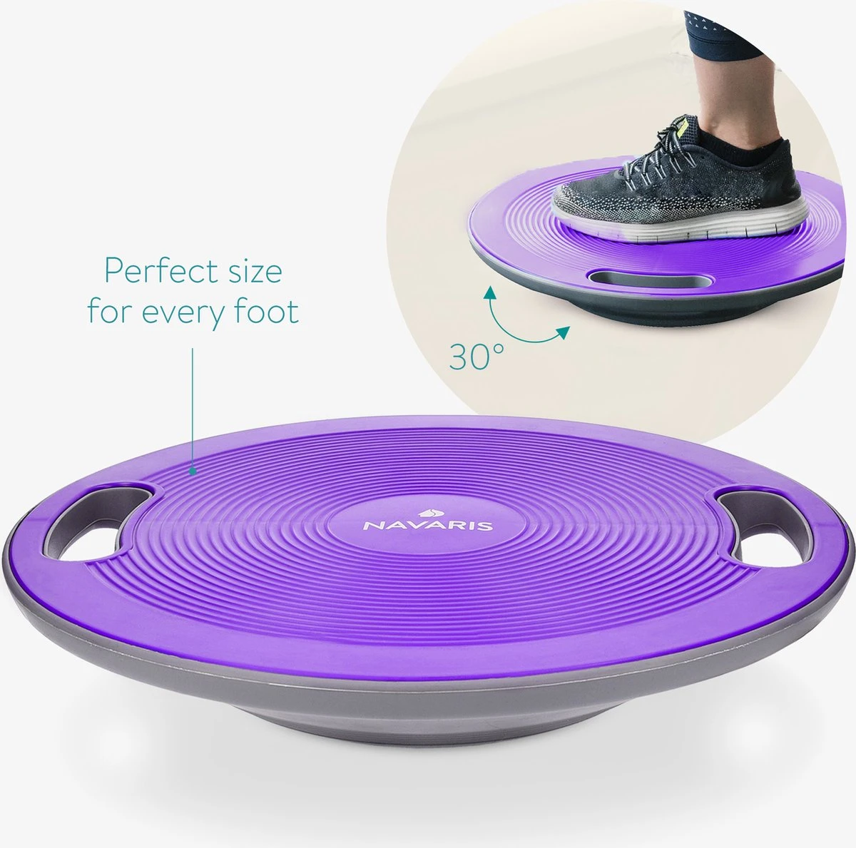 Navaris Anti-slip Balansbord Voor Evenwichtstraining - Balanstrainer - Wiebelbord - Voor Beginners En Professionals - Diameter 40cm - Lila 7 Navaris Anti-slip Balansbord Voor Evenwichtstraining - Balanstrainer - Wiebelbord - Voor Beginners En Professionals - Diameter 40cm - Lila - Afbeelding 5