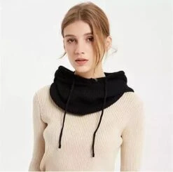 Zwart Balaclava - Winter Beanie Hoed - Kasjmier - Gebreide Hooded Sjaal Voor Vrouwen Winddicht Warme Wollen Muts -Merkloos Winkel 1200x1190 18