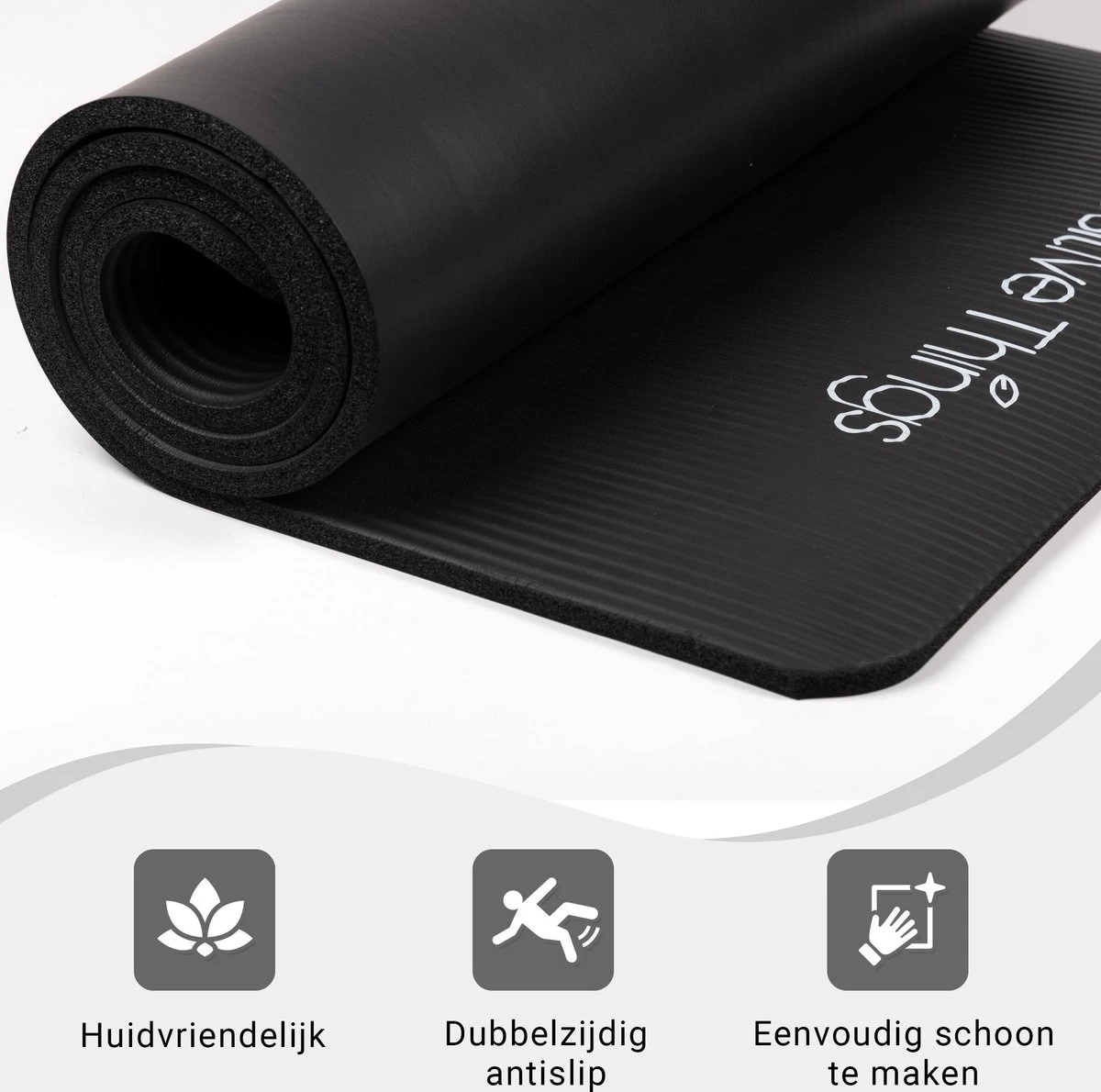 Yoga Mat Sportmat Fitnessmat Antislip NBR - 1 Cm Zwart 8 Yoga Mat Sportmat Fitnessmat Antislip NBR - 1 Cm Zwart - Afbeelding 6