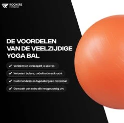 Rockerz Fitness® - Yoga Bal Inclusief Pomp - Pilates Bal - Fitness Bal - Zwangerschapsbal - Goede Houding Bij Het Thuiswerken - 65 Cm - Kleur: Oranje -Merkloos Winkel 1200x1191 34
