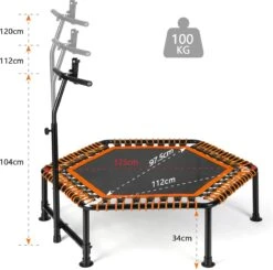 FOXSPORT Trampoline - Jump - Fitness - Volwassene Of Kindertrampoline - Met Telefoonhouder - Fitness Trampoline Met Handvat - Mini Trampoline - Kleine Trampoline - Sport Trampoline - Inclusief Handgrip - Fitnesstrampolines - Vereist Montage - 123 Cm -Merkloos Winkel 1200x1191 44