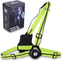 BOWINQ Boston 500 Neon - Hardloop Verlichting - Borstlamp Met Schijnwerper - Reflectievest - USB-C Oplaadbaar - Waterdicht