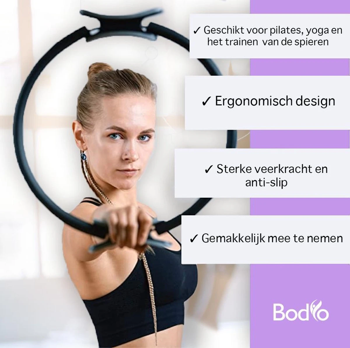 Bodio Pilates Ring – Yoga Ring – Fitness Ring – Pilates Ringen – Paars – Ø 38 Cm – Inclusief Instructies – Pilates – Yoga – Fitness – Full Body Workout 6 Bodio Pilates Ring – Yoga Ring – Fitness Ring – Pilates Ringen – Paars – Ø 38 Cm – Inclusief Instructies – Pilates – Yoga – Fitness – Full Body Workout - Afbeelding 4