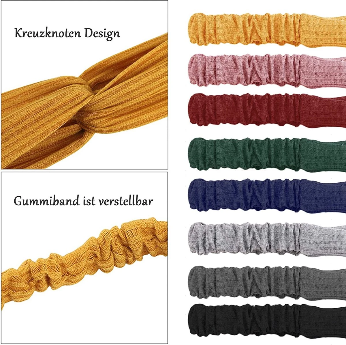 BOTC Haarband - Set Van 8 Stuks Haarbanden - Knoop Cross Knitted Haarbanden - 8 Kleuren Mixen - Elastisch Antislip 5 BOTC Haarband - Set Van 8 Stuks Haarbanden - Knoop Cross Knitted Haarbanden - 8 Kleuren Mixen - Elastisch Antislip - Afbeelding 3