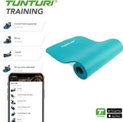 Tunturi Fitnessmat - Yogamat - Sportmat Gemaakt Van Zacht NBR Materiaal - 180 X 60 X 1,5cm - Turquoise- Incl. Gratis Fitness App 13 Tunturi Fitnessmat - Yogamat - Sportmat Gemaakt Van Zacht NBR Materiaal - 180 X 60 X 1,5cm - Turquoise- Incl. Gratis Fitness App -Merkloos Winkel 1200x1196 32