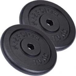 ScSPORTS® Gewichten Set 20 Kg - 2 X 10 Kg Halterschijf - Gietijzer - Boring 30 Mm - Zwart
