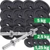 ScSPORTS® Dumbellset 70 Kg - Halterset - Gietijzer - 30 Mm - Korte Halterstangen Met Halterschijven - Gewichten