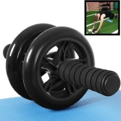 Merkloos Decopatent® Ab Wheel - AB Roller Wiel Voor Buikspieren - Trainingswiel - Incusief Fitness Mat - Buikspier Trainer - Wiel - Zwart