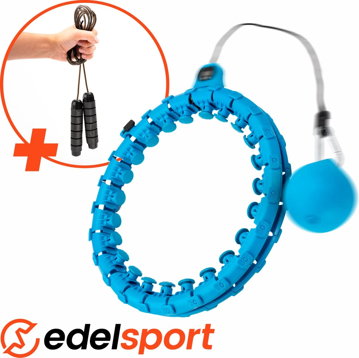 EdelSport - Hoelahoep - Fitness Hoelahoep - Hula Hoop - Hoelahoep Met Gewicht - Massage - Blauw 3 EdelSport - Hoelahoep - Fitness Hoelahoep - Hula Hoop - Hoelahoep Met Gewicht - Massage - Blauw
