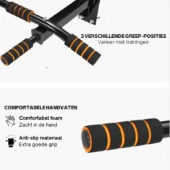 Professionele 4in1 Pull Up Bar - Pull Up Station - Fitness Optrekstang - Wandmontage - Eenvoudige Bevestiging - 150KG Draagkracht - 6 Handgrepen - Multifunctionele Ring -Merkloos Winkel 1200x1198 90