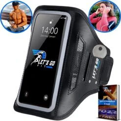 Hardloop Telefoonhouder - Sportband - Universeel & Spatwaterdicht T/m 7 Inch - Reflecterend - Inclusief E-book - Hardloop Armband Telefoon