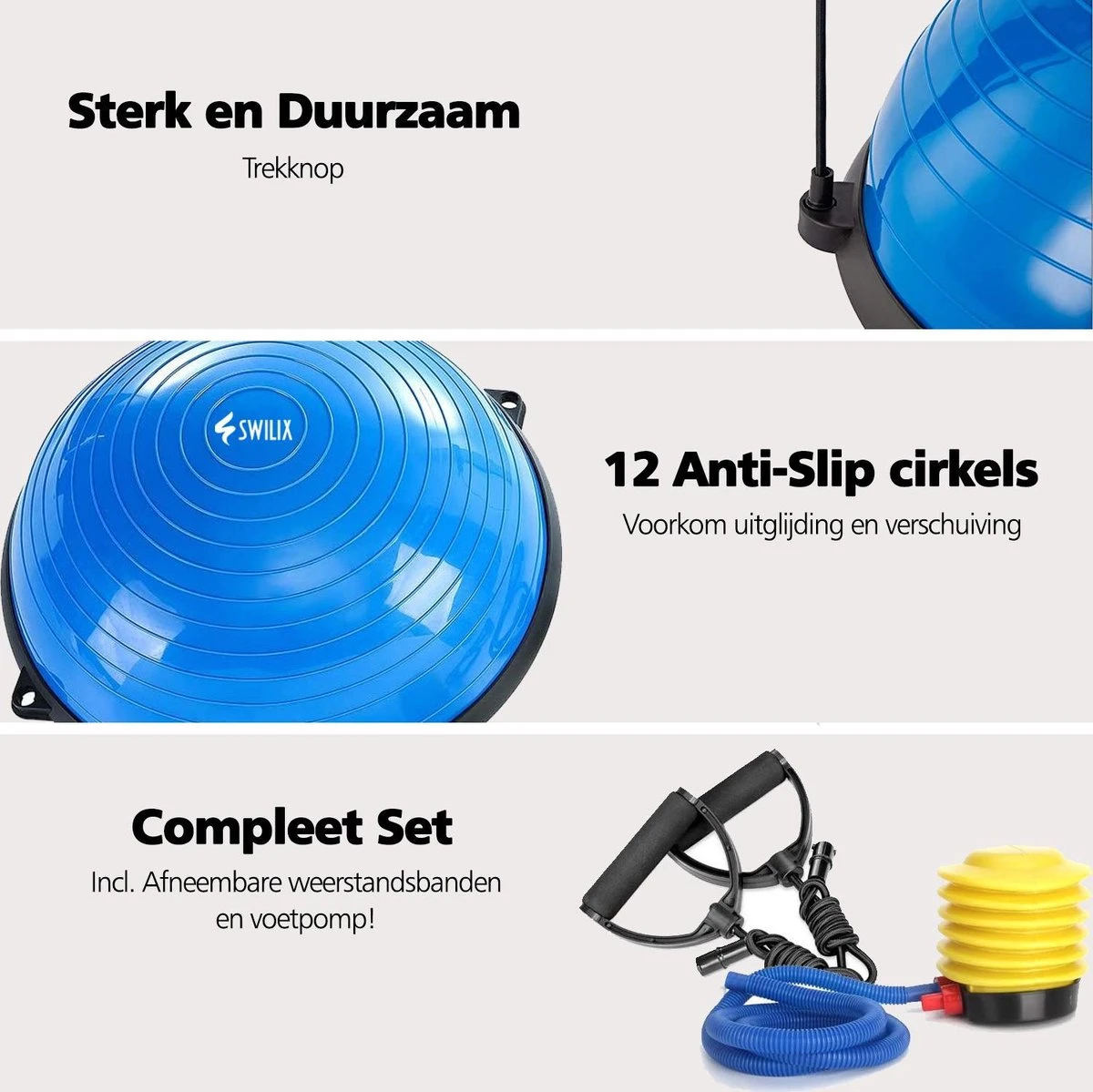 SWILIX ® Balanstrainer - Balance Board Met Weerstandsbanden - Balansbord Blauw 11 SWILIX ® Balanstrainer - Balance Board Met Weerstandsbanden - Balansbord Blauw - Afbeelding 9