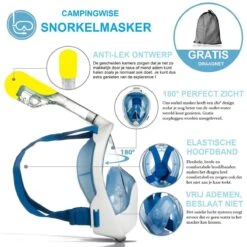 Campingwise Full Face Duikmasker - Snorkelmasker - Blauw - Maat S/M - Met Draagnet -Merkloos Winkel 1200x1200 1415