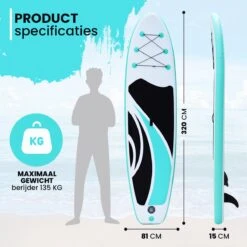 NexxtStream SUP Board - Opblaasbaar Paddle Board - Stand Up Paddle Boards - Opvouwbaar - Incl. Opbergtas - 320 X 81 CM - Groen -Merkloos Winkel 1200x1200 1437