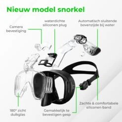 Nuvance - Snorkelmasker Incl Oordoppen - One Size Fits All - Duikmasker - Duikbril Met Snorkel - Snorkelset Voor Kinderen - Zwart -Merkloos Winkel 1200x1200 1470