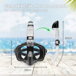 Nuvance - Snorkelmasker Incl Oordoppen - One Size Fits All - Duikmasker - Duikbril Met Snorkel - Snorkelset Voor Kinderen - Zwart -Merkloos Winkel 1200x1200 1471