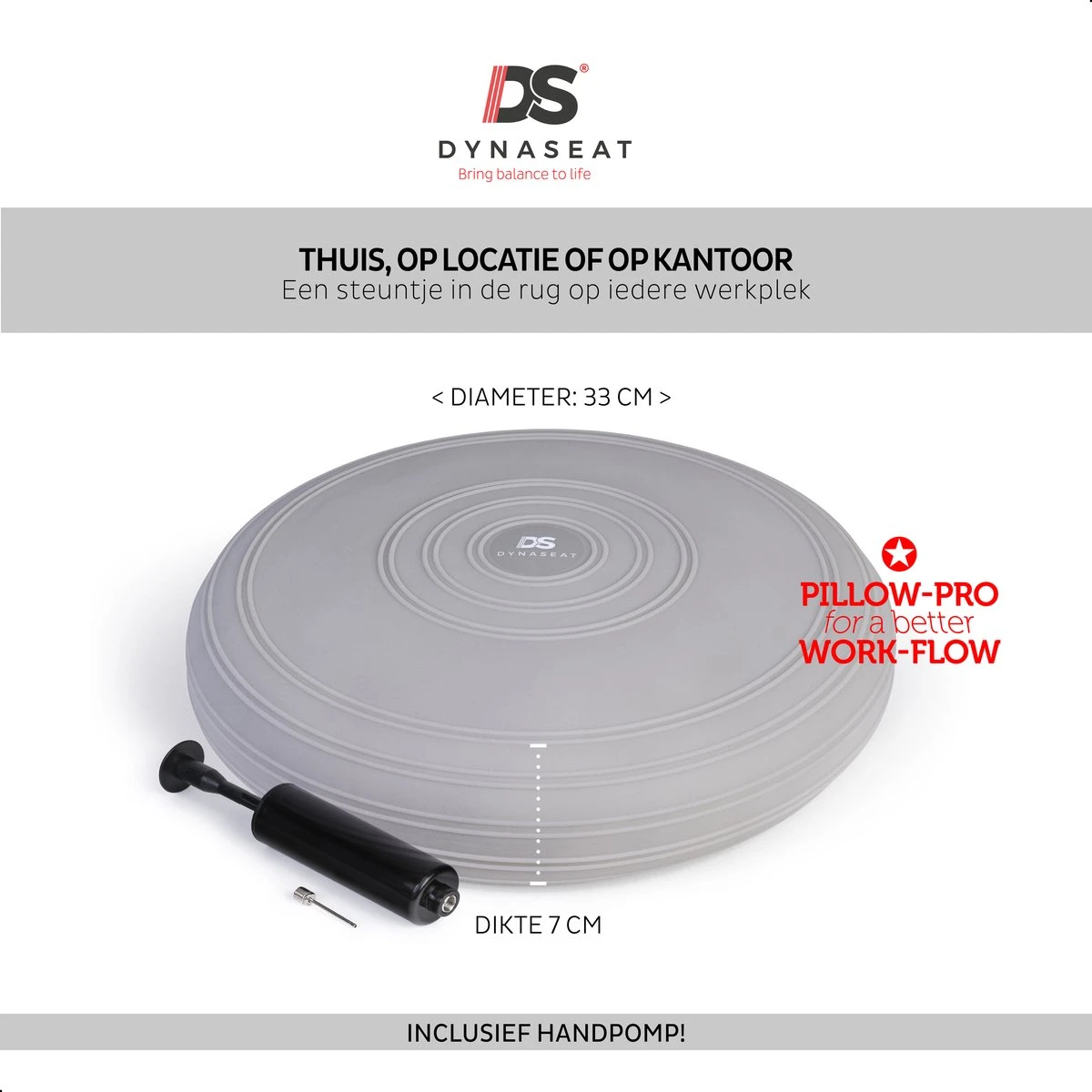 Dynaseat Balanskussen Voor Volwassenen En Kinderen – Ergonomisch Wiebelkussen Met Lucht - 33x7 Cm - Bruin/Grijs – Incl. Pompje 4 Dynaseat Balanskussen Voor Volwassenen En Kinderen – Ergonomisch Wiebelkussen Met Lucht - 33x7 Cm - Bruin/Grijs – Incl. Pompje - Afbeelding 2