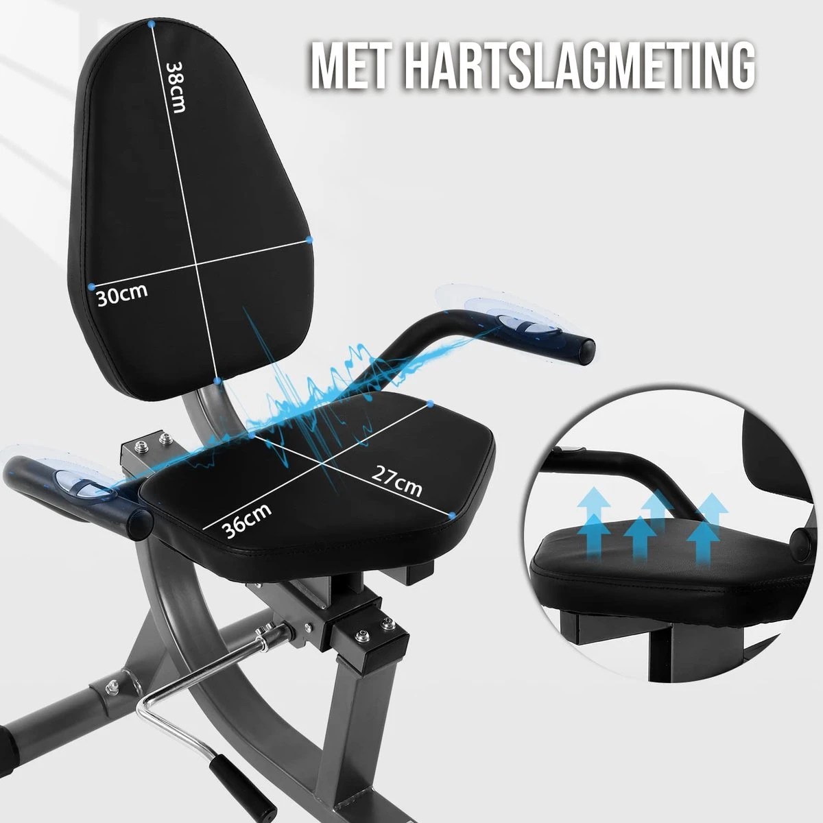 Ligfiets - FitBoostR Recumbent Bike - Hometrainer - 8 Trainingsniveaus - Met Hartslagsensor - Fitness Fiets 5 Ligfiets - FitBoostR Recumbent Bike - Hometrainer - 8 Trainingsniveaus - Met Hartslagsensor - Fitness Fiets - Afbeelding 3