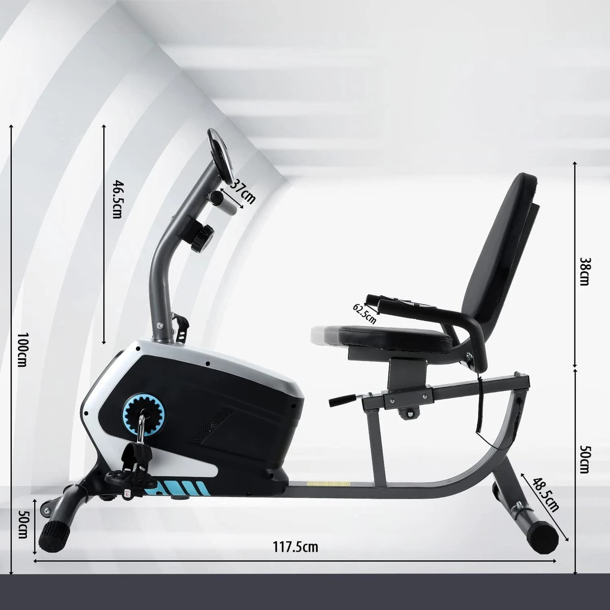 Ligfiets - FitBoostR Recumbent Bike - Hometrainer - 8 Trainingsniveaus - Met Hartslagsensor - Fitness Fiets 10 Ligfiets - FitBoostR Recumbent Bike - Hometrainer - 8 Trainingsniveaus - Met Hartslagsensor - Fitness Fiets - Afbeelding 8