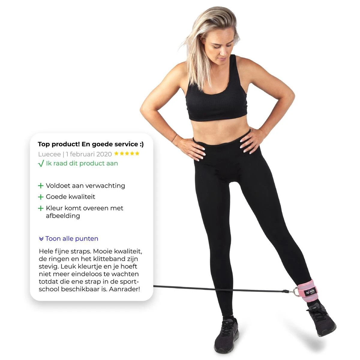 Fast Fit Ankle Strap - Fitness Enkelband - Roze - 1 Stuk 4 Fast Fit Ankle Strap - Fitness Enkelband - Roze - 1 Stuk - Afbeelding 2