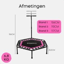 Zonovi Fitness Trampoline 250 Kilo – Mini Trampoline – Kleine Trampoline – Sport Trampoline – Met Elastieken – Zwart – Roze – 106 Cm – 42 Inch. -Merkloos Winkel 1200x1200 1801