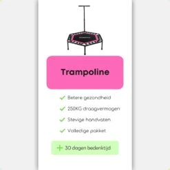 Zonovi Fitness Trampoline 250 Kilo – Mini Trampoline – Kleine Trampoline – Sport Trampoline – Met Elastieken – Zwart – Roze – 106 Cm – 42 Inch. -Merkloos Winkel 1200x1200 1802