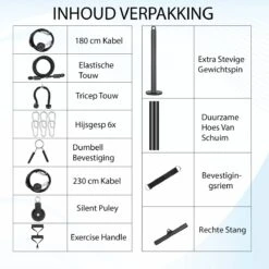 Luxari - Fitness Kabelsysteem Pro – Thuis Sporten Met Diverse Handgrepen – Katrol - Tricep Touw – Pulley - Krachttraining -Merkloos Winkel 1200x1200 1848