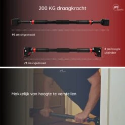 JPS Sports® Pull Up Bar - Optrekstang Deur - Zonder Montage - Verstelbaar Van 72 Cm Tot 96 Cm - Zwart/Rood -Merkloos Winkel 1200x1200 1903