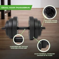 Tunturi Gewichten - Halterset - Dumbbell Set - 2 Stuks - Totaal 28kg - Zwart - Vinyl - Incl. Gratis Fitness App -Merkloos Winkel 1200x1200 1947
