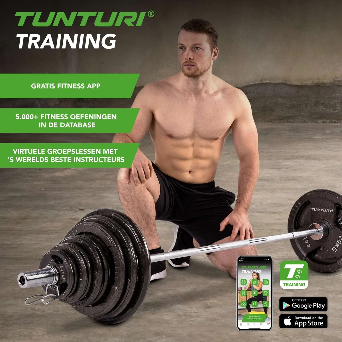 Tunturi Halterstang - Met Inbussluiters - 180 Cm - 30mm Diameter - Incl. Gratis Fitness App 4 Tunturi Halterstang - Met Inbussluiters - 180 Cm - 30mm Diameter - Incl. Gratis Fitness App - Afbeelding 2