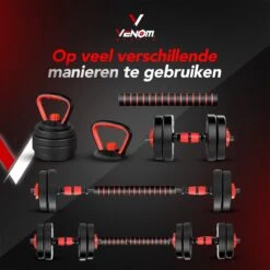 Venom Sports Verstelbare Dumbbell Set Tot 40kg - Professioneel 3-in-1 Halterset Gewichten - Dumbbells, Halterstang En Kettlebells - Zwart -Merkloos Winkel 1200x1200 2019