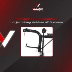 Venom Sports Halterbank – Fitnessbank – Verstelbare Rugleuning – Uiterst Geschikt Voor Gewichten – Incl. Beenhouder – Zachte Handgrepen – PU Kussens – Triangel Structuur – Inklapbaar - Zwart - 182x116x112cm -Merkloos Winkel 1200x1200 2051