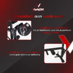 Venom Sports Halterbank – Fitnessbank – Verstelbare Rugleuning – Uiterst Geschikt Voor Gewichten – Incl. Beenhouder – Zachte Handgrepen – PU Kussens – Triangel Structuur – Inklapbaar - Zwart - 182x116x112cm -Merkloos Winkel 1200x1200 2054