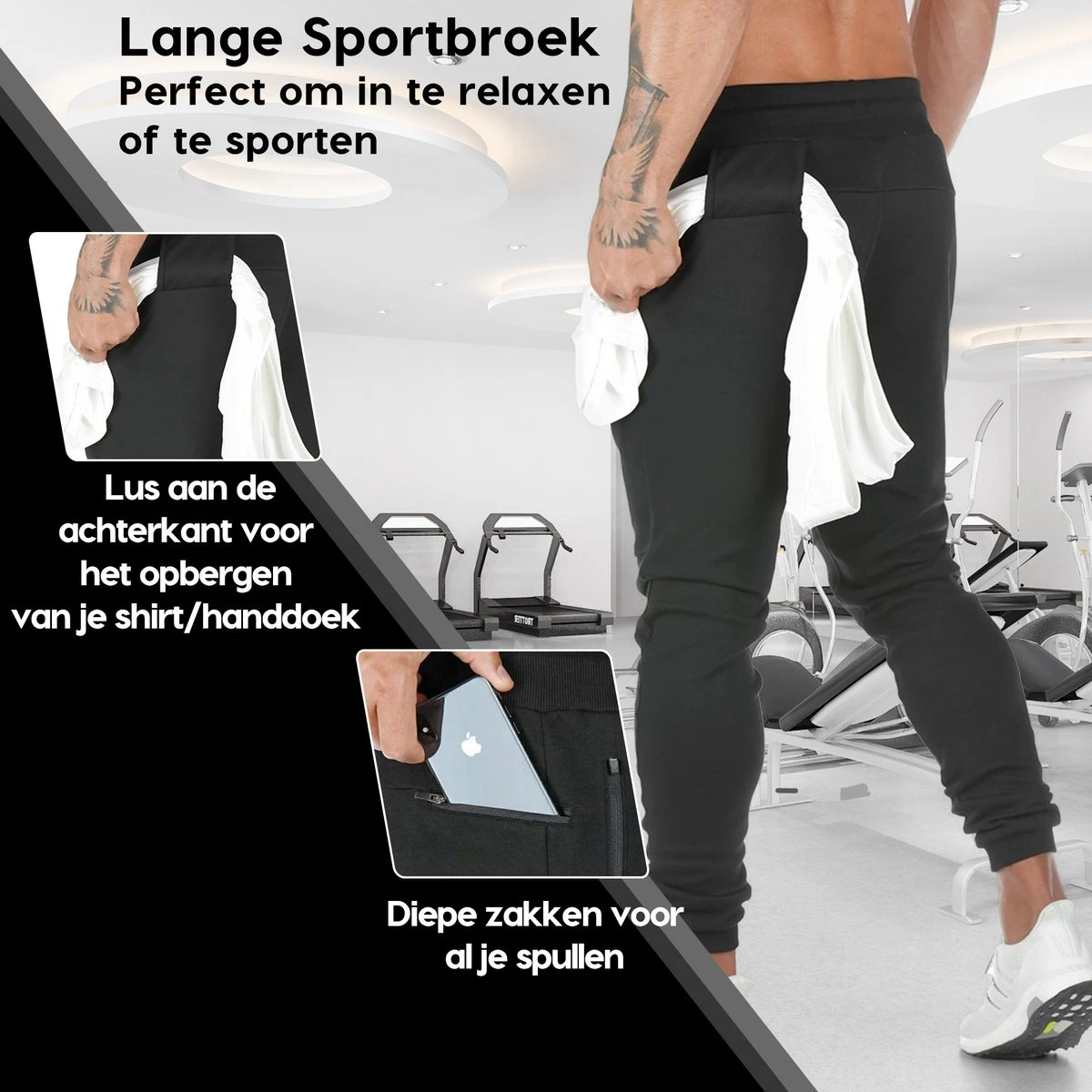 MW® - Trainingsbroek Heren - Joggingbroek Heren - Lange Sportbroek - Broek Met Zakken - Maat XS/S 4 MW® - Trainingsbroek Heren - Joggingbroek Heren - Lange Sportbroek - Broek Met Zakken - Maat XS/S - Afbeelding 2