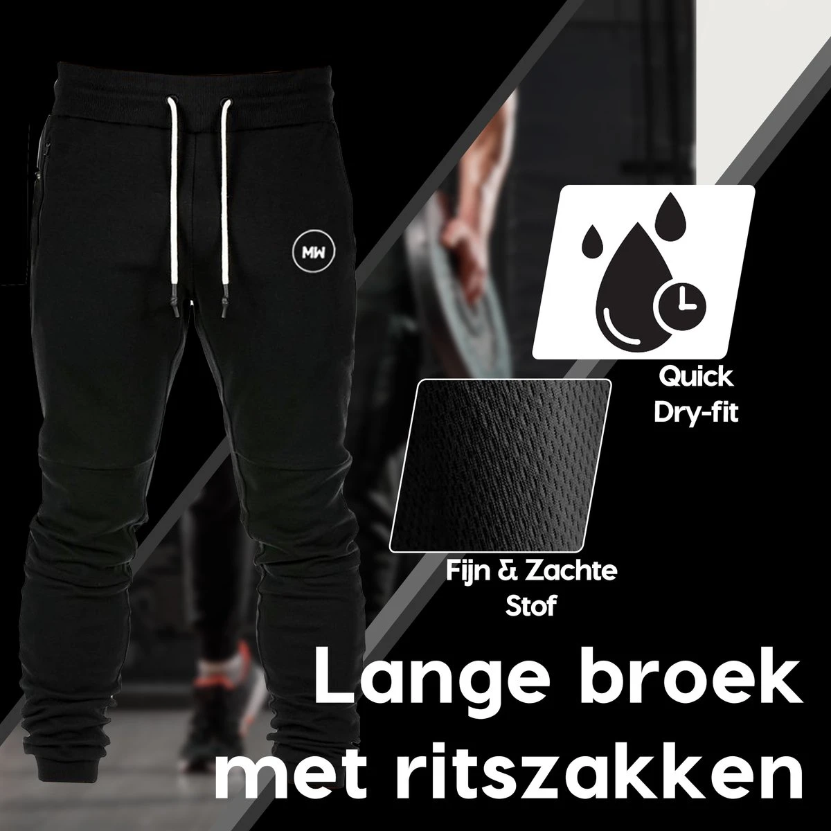 MW® - Trainingsbroek Heren - Joggingbroek Heren - Lange Sportbroek - Broek Met Zakken - Maat XS/S 7 MW® - Trainingsbroek Heren - Joggingbroek Heren - Lange Sportbroek - Broek Met Zakken - Maat XS/S - Afbeelding 5