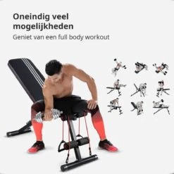 EchoGoods Halterbank - Inclusief Gratis Weerstandbanden En E-book - Fitnessbank - Bench Press - Trainingsbank - Halterbank Verstelbaar - Halterbank Opklapbaar - Rugsteun - Halterbank Gemonteerd + GRATIS E-book -Merkloos Winkel 1200x1200 2166