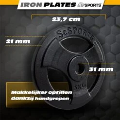 ScSPORTS® Halterschijven Set 20 Kg - 4 X 5 Kg - Met Hangrepen - Gietijzer - 30 Mm - Gewichten -Merkloos Winkel 1200x1200 2200