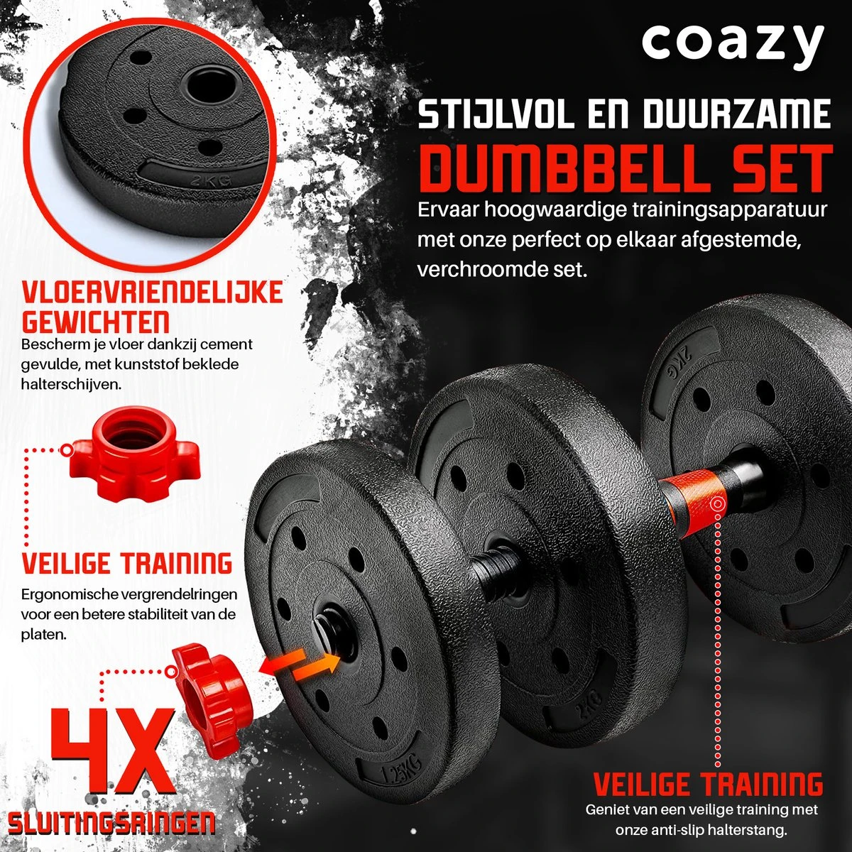 Coazy Dumbell En Barbell Set Verstelbaar - Dumbells - Gewichten Fitness - Halterstang Met Gewichten - Halter 5 Coazy Dumbell En Barbell Set Verstelbaar - Dumbells - Gewichten Fitness - Halterstang Met Gewichten - Halter - Afbeelding 3