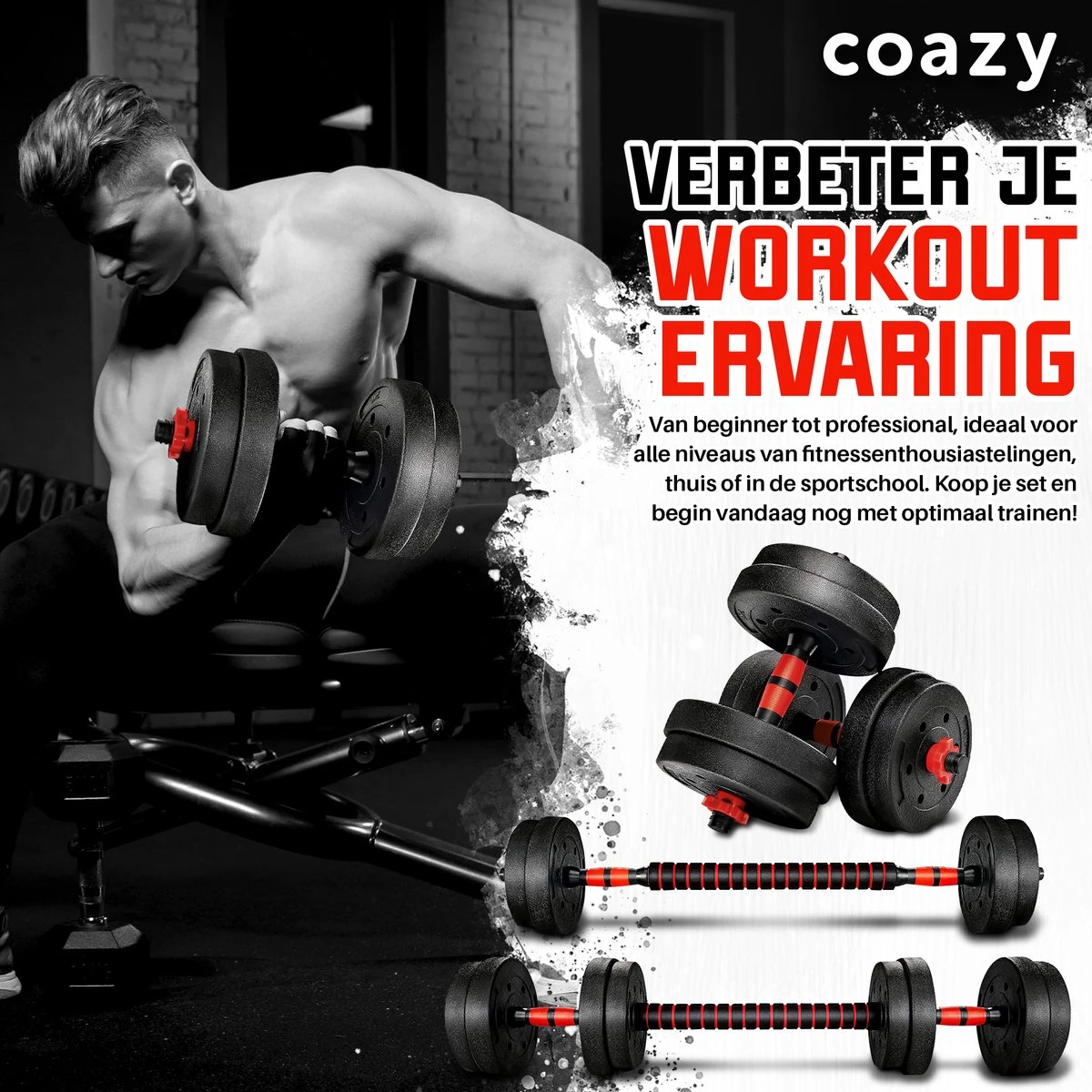 Coazy Dumbell En Barbell Set Verstelbaar - Dumbells - Gewichten Fitness - Halterstang Met Gewichten - Halter 8 Coazy Dumbell En Barbell Set Verstelbaar - Dumbells - Gewichten Fitness - Halterstang Met Gewichten - Halter - Afbeelding 6