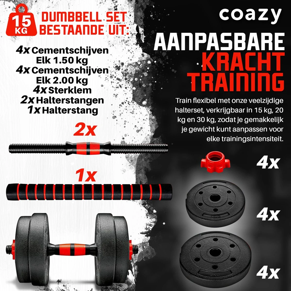 Coazy Dumbell En Barbell Set Verstelbaar - Dumbells - Gewichten Fitness - Halterstang Met Gewichten - Halter 9 Coazy Dumbell En Barbell Set Verstelbaar - Dumbells - Gewichten Fitness - Halterstang Met Gewichten - Halter - Afbeelding 7