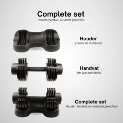 KIMO DIRECT Verstelbare Dumbbell 12,5KG - Dumbells - Gewichten - 2,5/5/7,5/10/12,5KG - Smart Dumbell - Zwart -Merkloos Winkel 1200x1200 2246